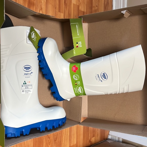 NWT | Bekina Neotane CSA Protective Boots | White/Blue Tread - Picture 3 of 11